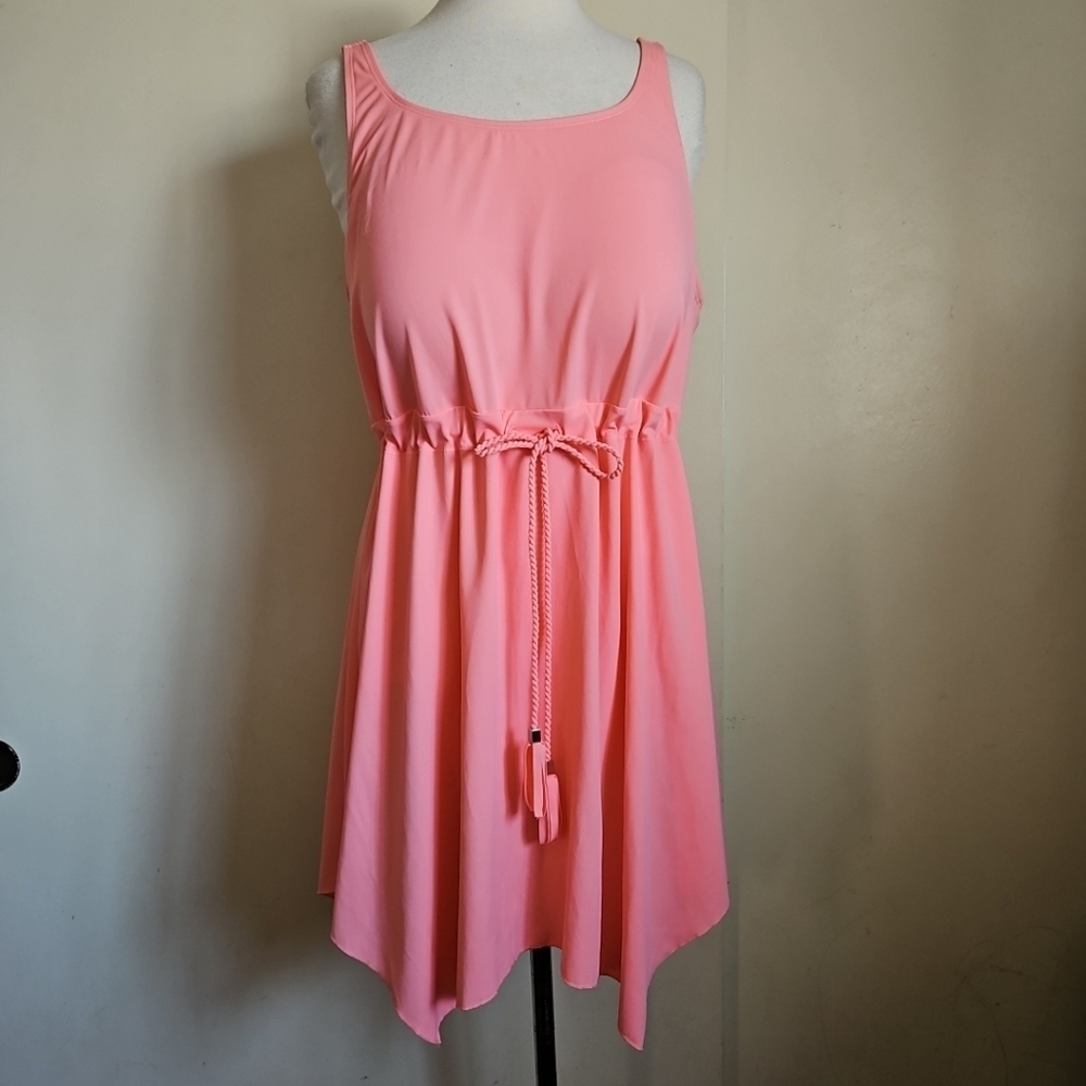 D & CO. Pink Swim Dress Strapped  Drawstring Waist Size 20W Swimwear Dress